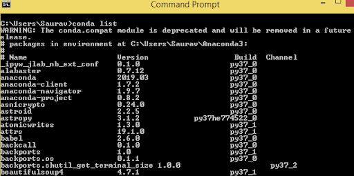 Check Anaconda Miniconda package Details in Command Prompt