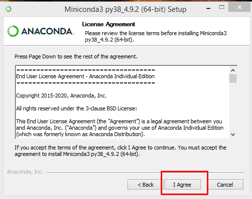 Miniconda3 Setup License Agreement