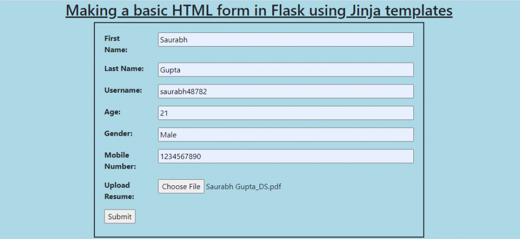 creating an HTML form in Flask